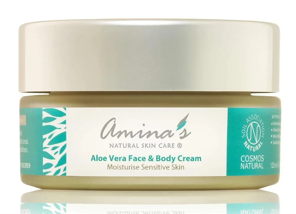 Amina's Natural Skincare Aloe Vera Face & Body Cream Daily Moisturiser 120ml