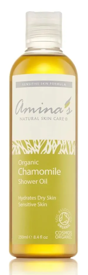 Amina's Natural Skincare Organic Chamomile Shower Oil for Dry to Sensitive Skin 250ml