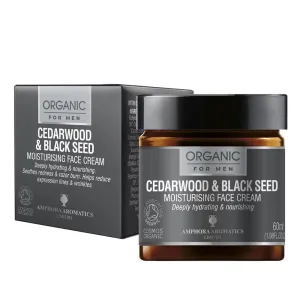 Amphora Aromatics Cedarwood & Black seed Face Moisturiser For Men Organic 60ml