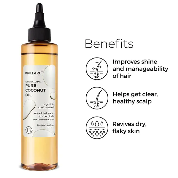 Brillare Pure Coconut Oil, 100% Natural, Organic and Cold Pressed, Zero Chemicals Hair Oil  (200 ml)