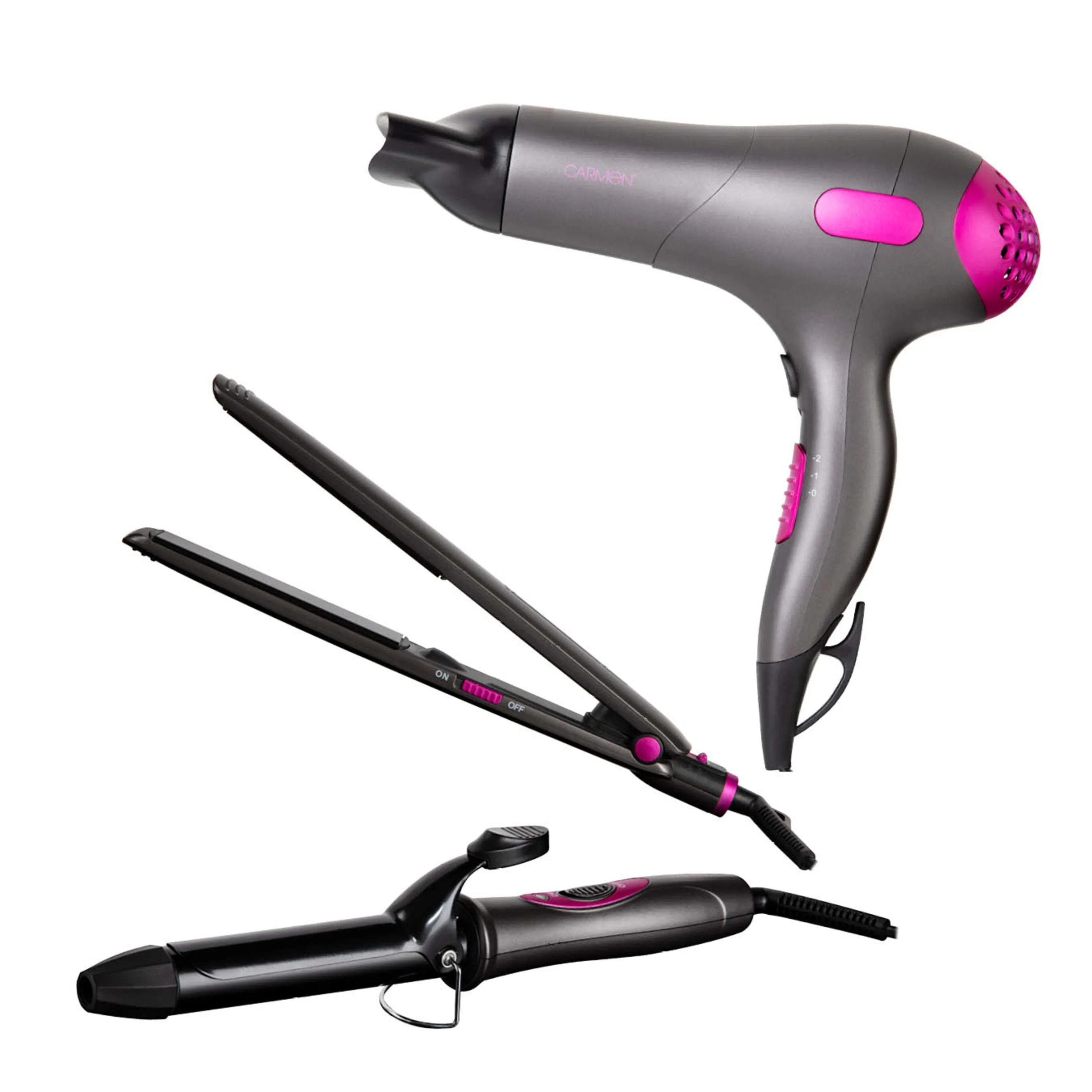 Carmen Hairdryer   Curler   Straightener 3 Piece Set