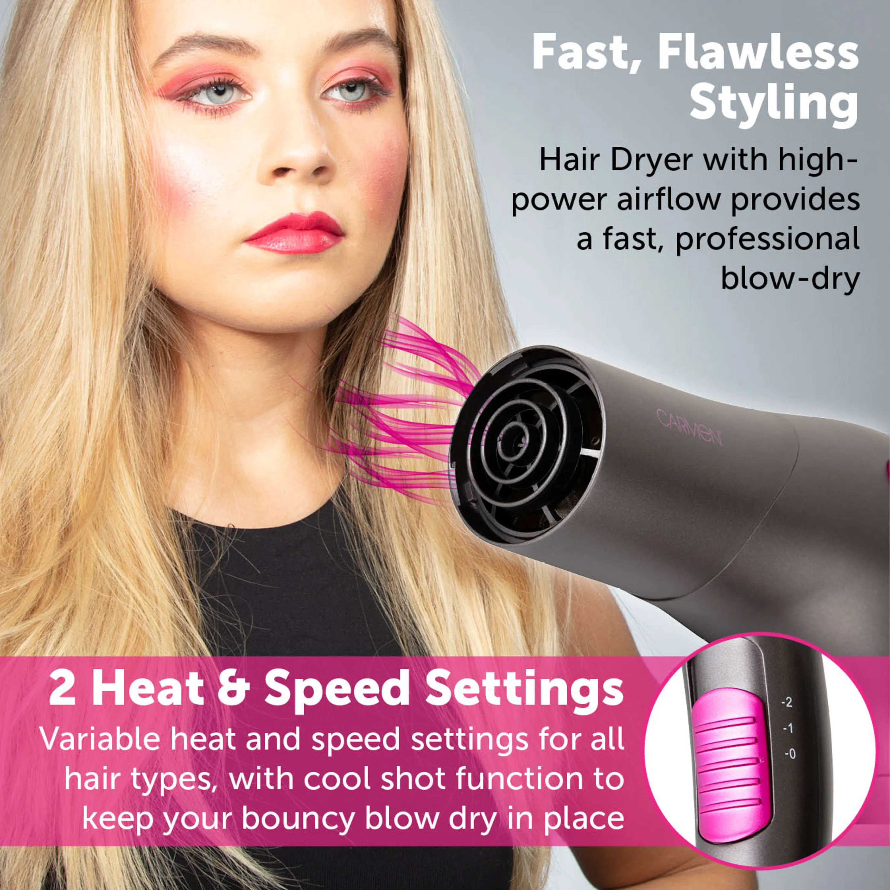 Carmen Hairdryer   Curler   Straightener 3 Piece Set