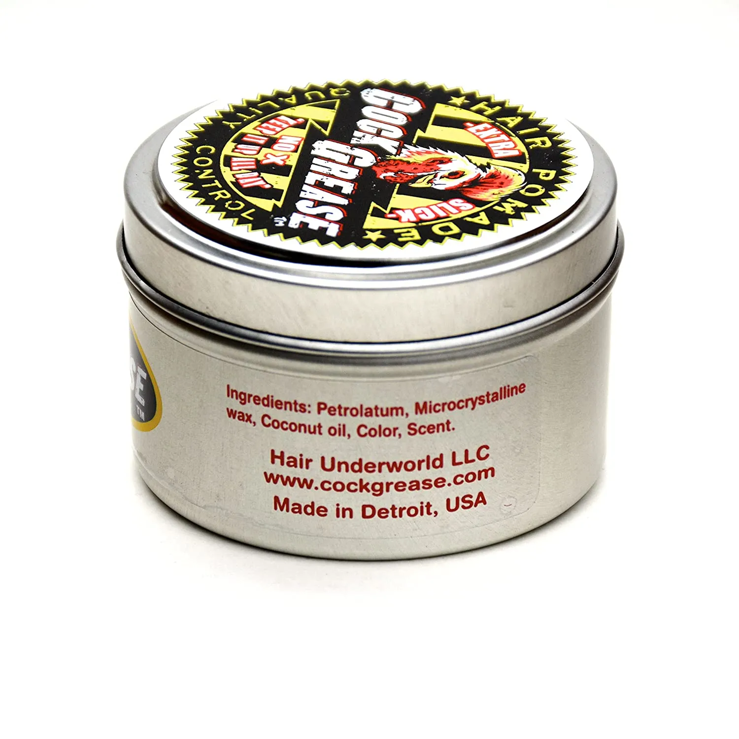 COCK GREASE Hair Pomade (No-X) Extra Slick & Shiny "Keep It Up All Day" for soft hair, business looks, or wet do's - 3.8 oz/108g