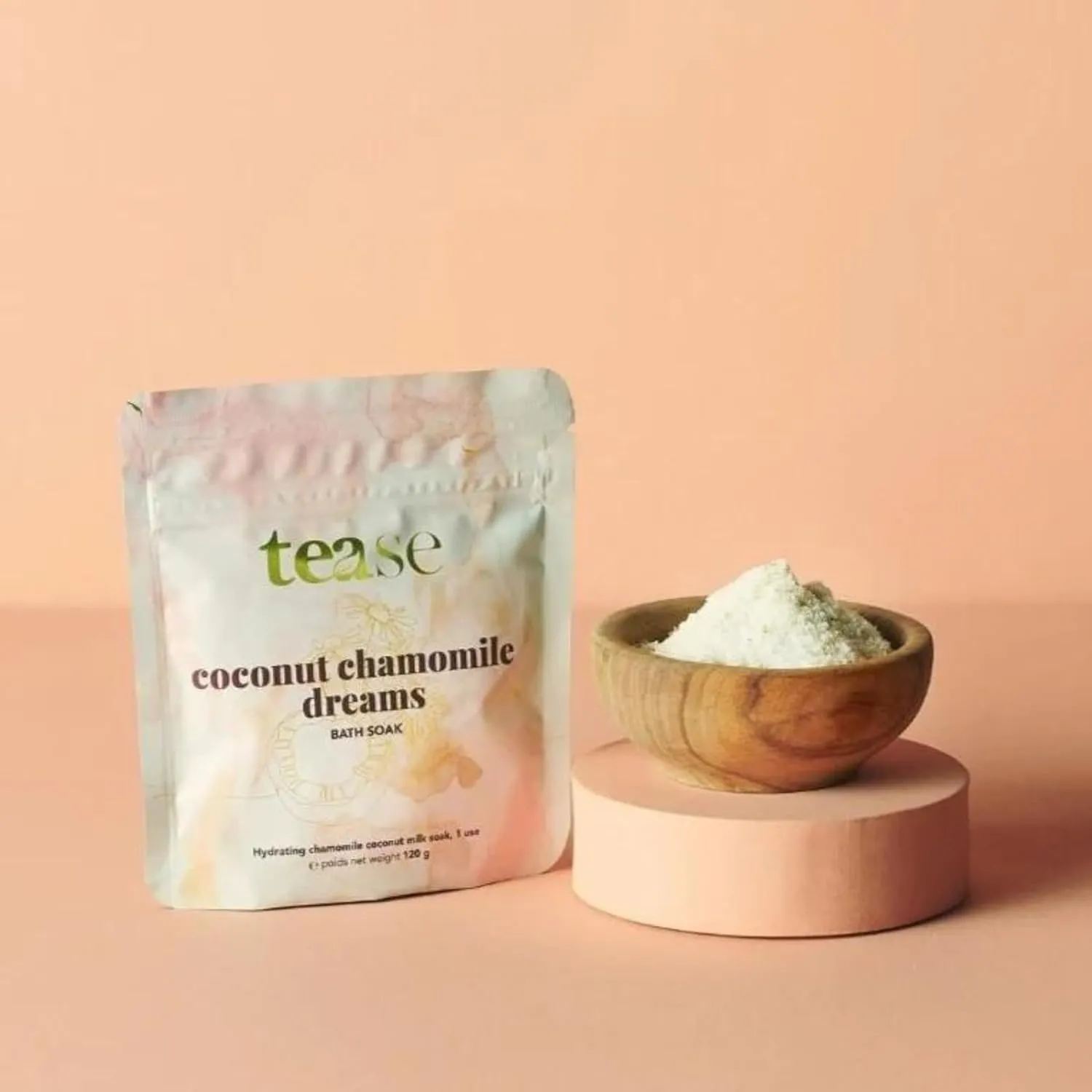 Coconut Chamomile Dreams Bath Soak by Tease Tea - Luxury Spa Epsom Bath Salt Moisturize & Soften Skin Bubble Bath Nourish Post Workout with Essential Oils & Organic Egyptian Chamomile Flowers 600gr