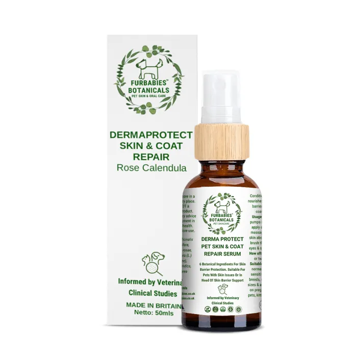 Furbabies Botanicals Dermaprotect Rose Skin & Coat Repair Serum for Overgrooming, Bald, Matted or Flea Prone Cats