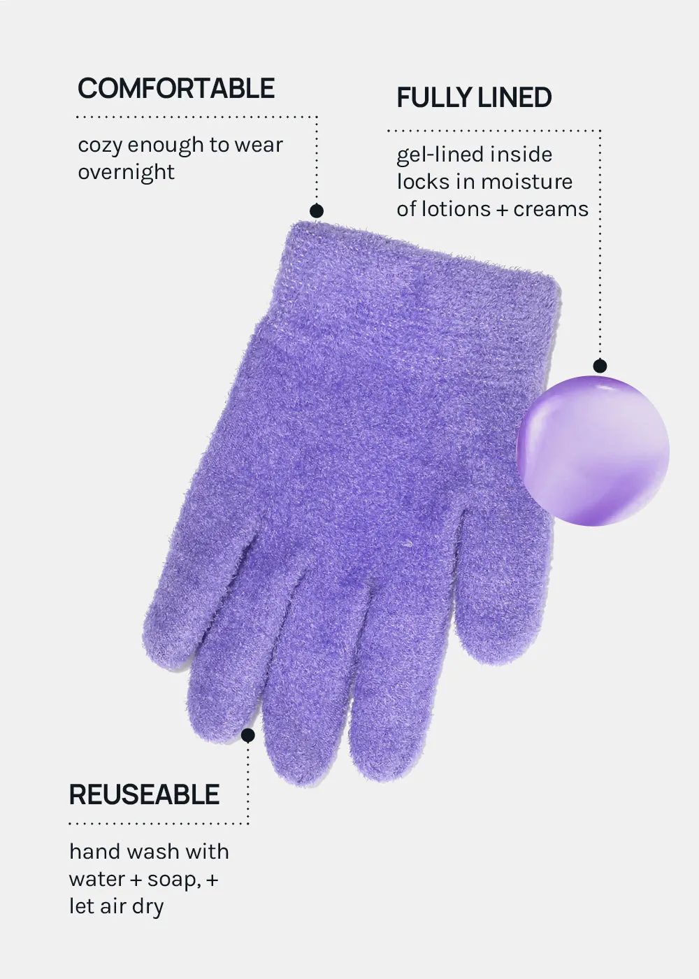 Gel Lined Moisturizing Spa Glove - Lavender
