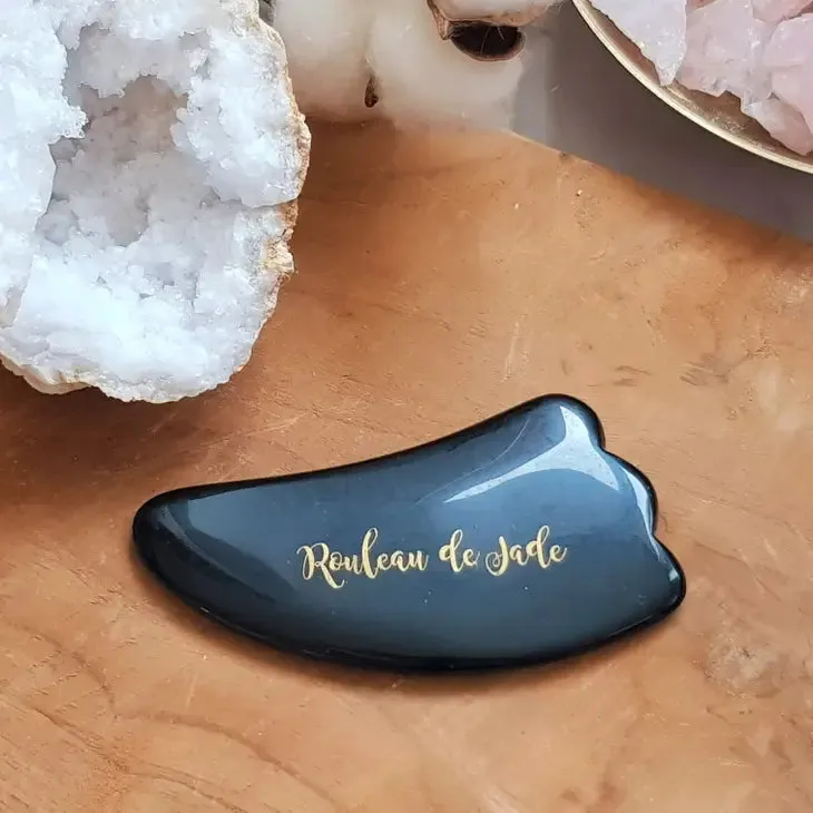 Gua Sha Lift Anti-Inflammatory Feather - Black Obsidian