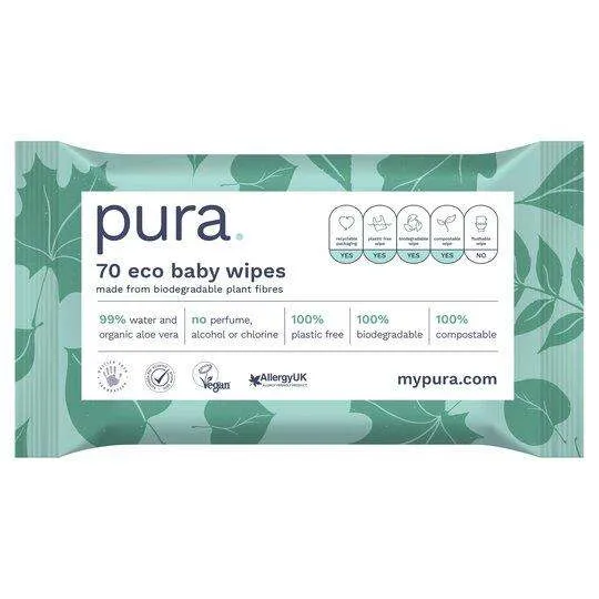 Pura Eco Baby Wipes Pack of 70