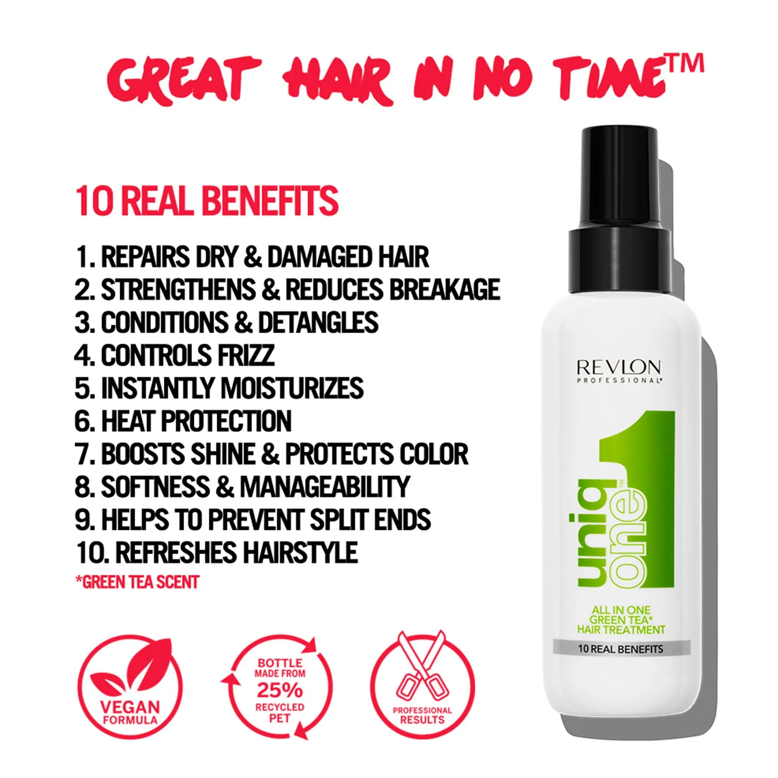 REVLON UNIQONE?All In One Leave-In Hair Treatment Green Tea Fragrance
