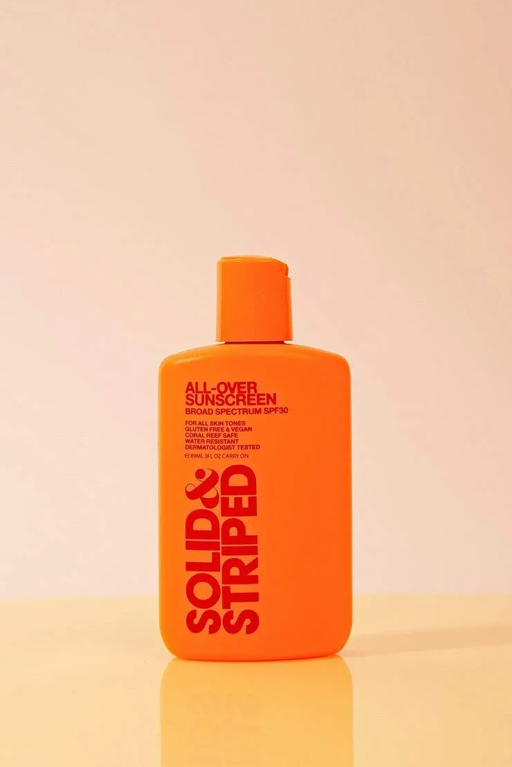 Solid & Striped Travel Kit Sunscreen Meets Serum SPF 30 Moisturizing Sun-Care Kit Includes a 3oz All-Over Sunscreen, Face SP and Sun Balm SPF 45