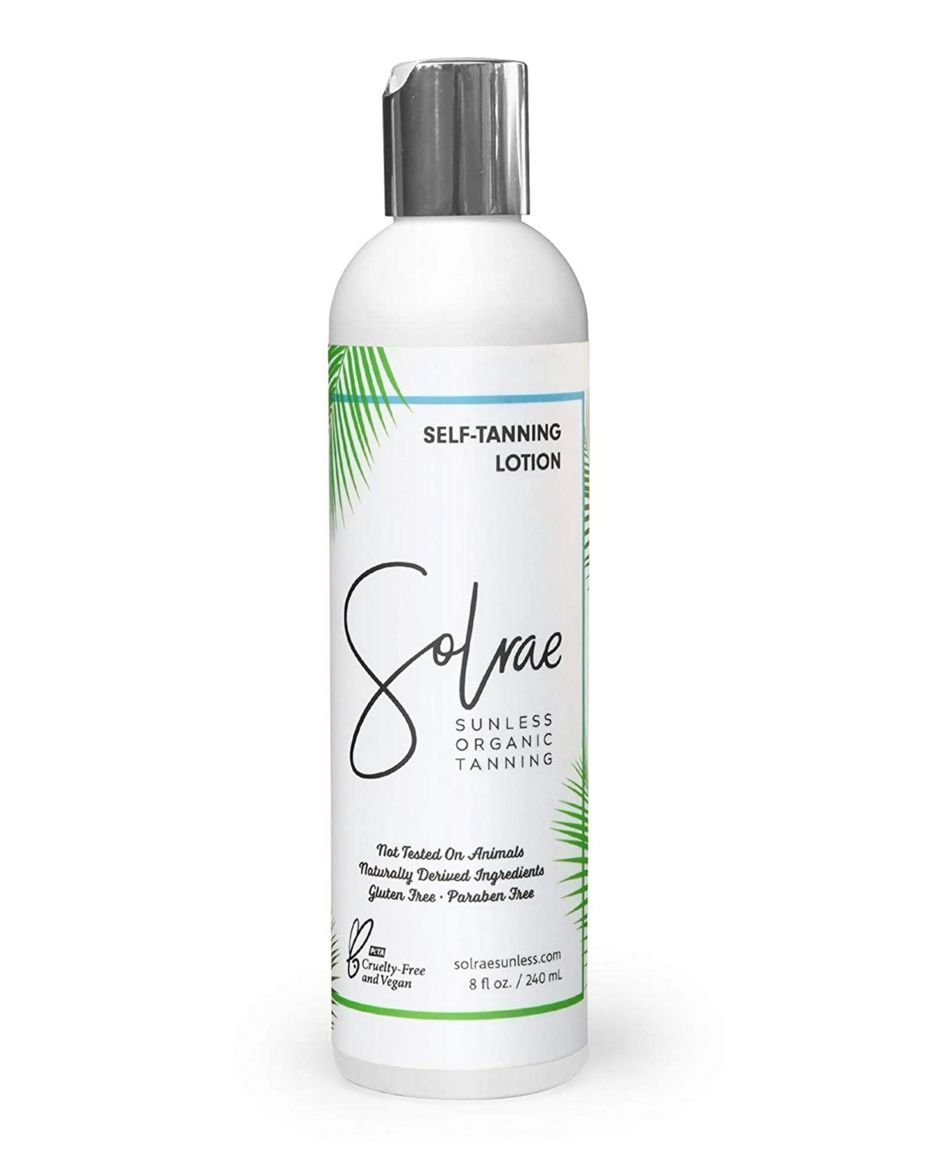 Solrae Vegan Natural Organic Gradual Sunless Tanning Lotion 8 fl oz/240ml cruelty free, gluten free, paraben free