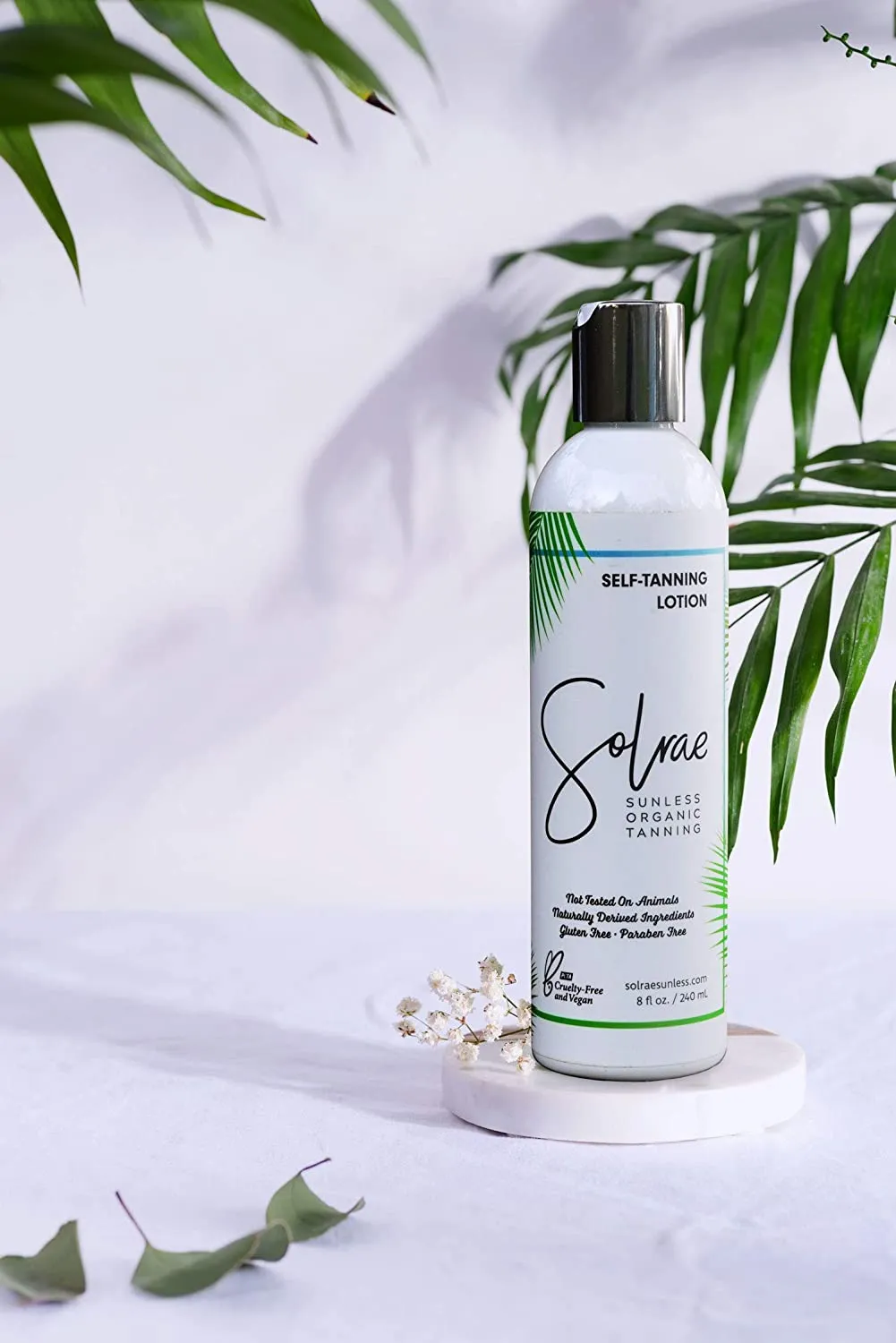Solrae Vegan Natural Organic Gradual Sunless Tanning Lotion 8 fl oz/240ml cruelty free, gluten free, paraben free