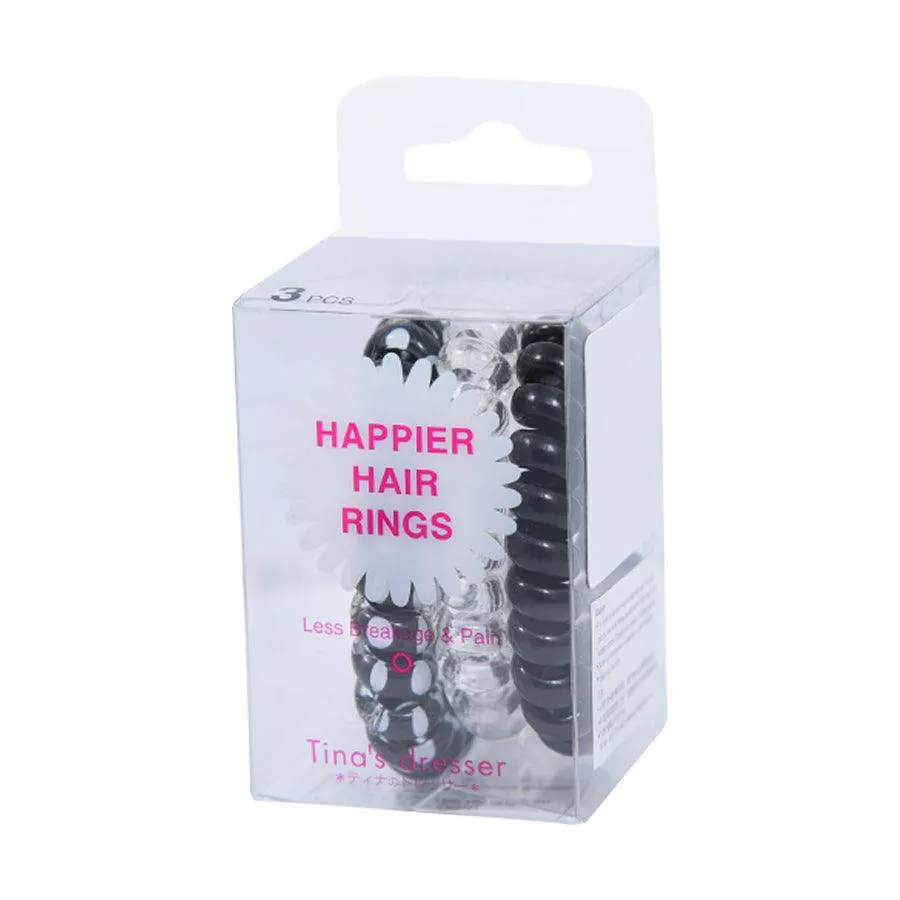 TINA'S DRESSER Happier Hair Rings - Black  (3pcs)